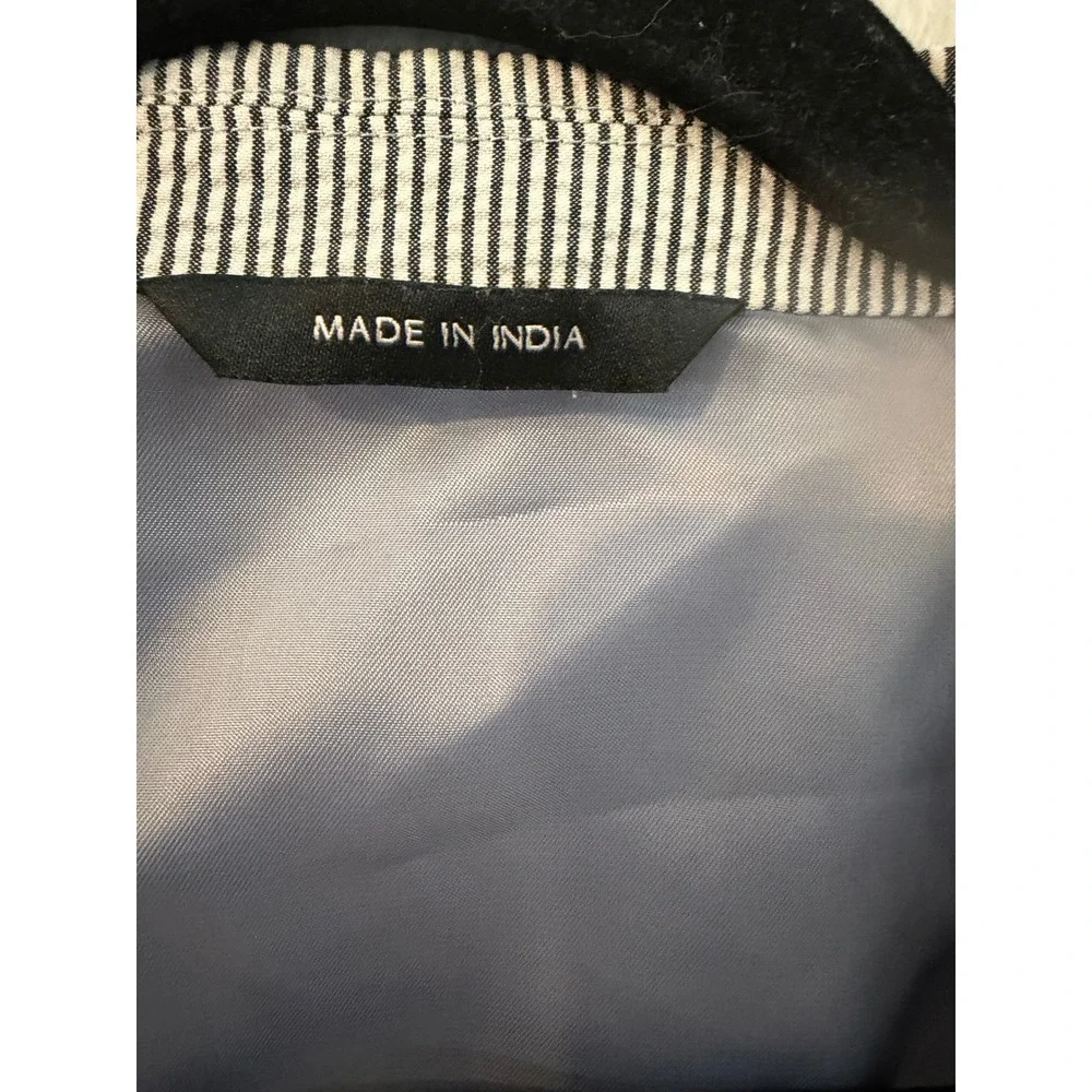 Banana Republic Seersucker Blazer Mens 44R Tailored Slim Fit Black White Striped